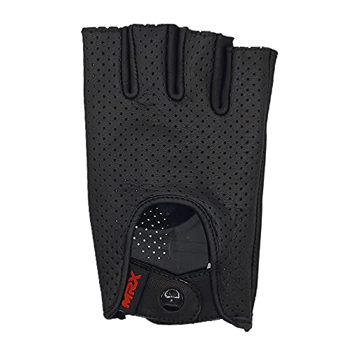 Image of MRX Driving Gloves Button Basic Soft Outdoor Glove Goat Leather Workout Full Finger, Black
