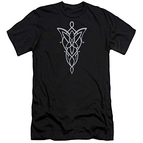 Lord of the Rings - Mens Arwen Necklace Premium Slim Fit T-Shirt, X-Large, Black