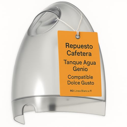 LINEA BLANCA RO Deposito Agua 1L Compatible Con Cafetera Dolce Gusto Genio 2 Modelos EDG465B EDG466S KP1605 KP1608 KP160T Repuesto Transparente Facil Extraccion Compatible Con DeLonghi Krups
