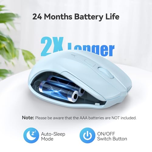 Image of TECKNET Wireless Mouse, 2.4G Ergonomic Computer Mouse, 2600 DPI, Lightblue