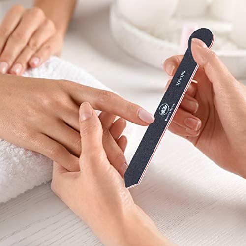 Compact Nail Files Pack 12 Dual Sided 100/180 Grit Emery Boards Professional Manicure Pedicure Grooming Tool for Home & Salon