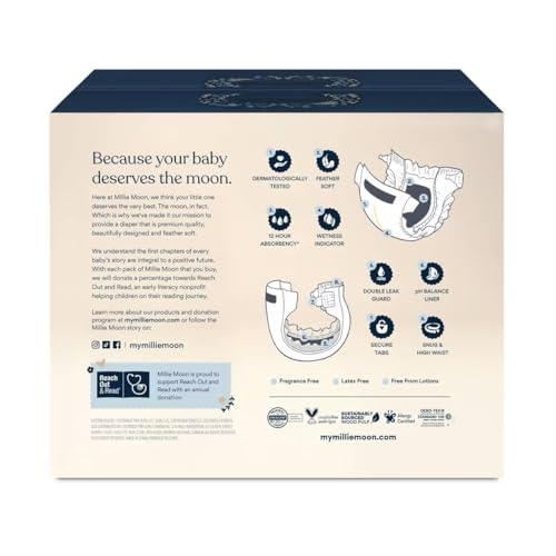 Millie Moon Luxury Diapers - Size 1 (6-11lbs), 100 Count, CloudTouch Ultra Soft Diapers, Up to 12hr Absorbency, Double Leak Guard and Wetness Indicator by Millie Moon - Image 2