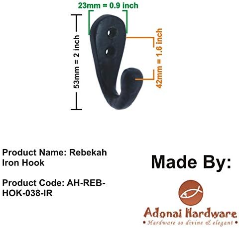 Adonai Hardware Rebekah Black Antique Iron Hook (Supplied as 6 Pieces per Pack)