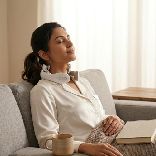 Image of Qwipp, Neck Massager with Heat, Pulse & Vibration | Cordless Cervical Massager, Neck Pain Relief, Muscle Relaxation & Stress Relief, 15 Intensity Levels, Type-C Rechargeable