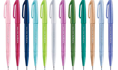 Pentel SES15C-12 - Bolígrafo de punta de fibra tipo pincel, color varios colores 12