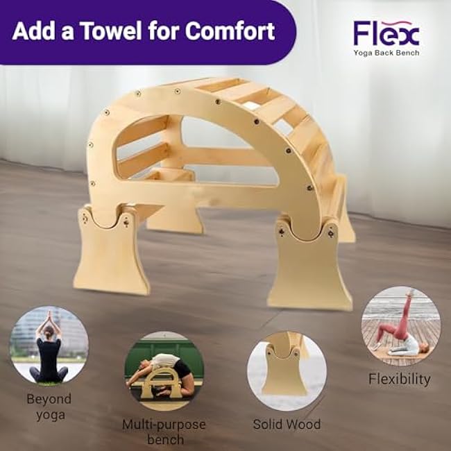 Flex - Yoga Back Bench | Elevate Your Stretch with Anatomical Bends, Ergonomic Support, and Durable Construction for Ultimate Comfort and Flexibility, Sandal