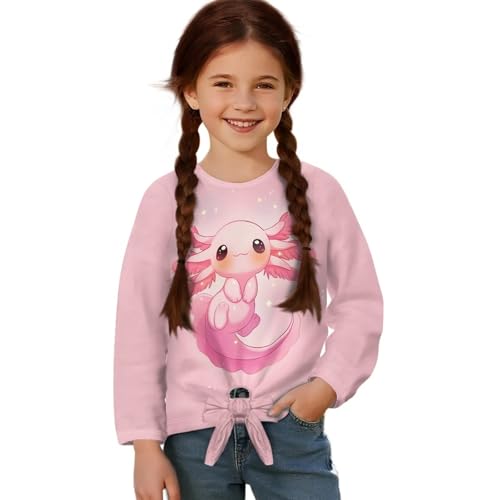 ZFRXIGN Girls Long Sleeve Shirts 5-12 Years Tie Front Shirt Cute Fall Tops for Party, School, Home, Athletic Wear3
