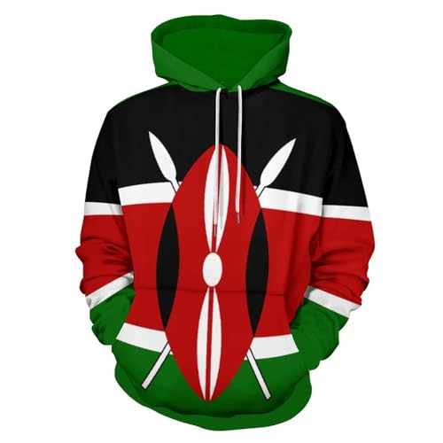 Sweat à Capuche Drapeau du Kenya 3D Pull Mixte Harajuku Automne Hiver