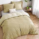Dreamzie Funda nordica Cama 150/160 Algodon - Funda edredon 220x240 con Cierre + 2 Fundas Almohada 65x65 - Juego de Cama Liso y Reversible - Beige