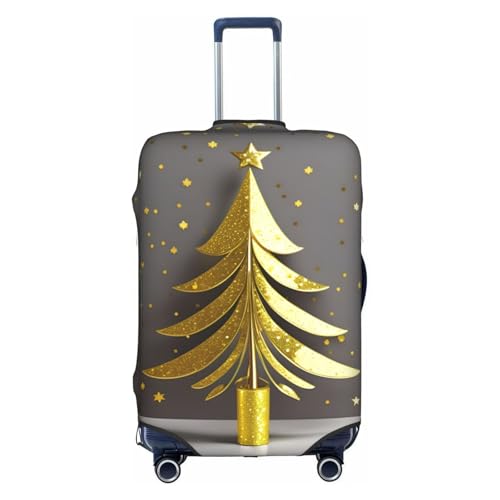 Golden Glitter Christmas Tree Tsa Approved Luggage Cover For 18-32 Inch Suitcases Scratch-Resistant Stretch Luggage Cover