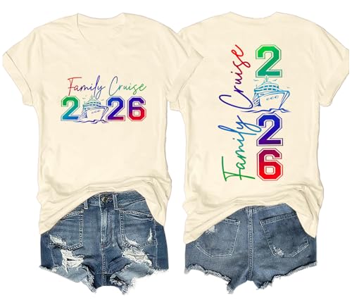 Family Cruise Shirts 2026 V Neck Family Matching Cruise Vacation Party T-Shirt for Women Men