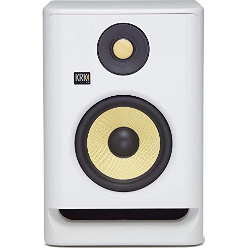 Krk Rp5 Rokit 5 G4 Professional Bi-Amp 5'' Powered Studio Monitor Noise White (2-Pack) Bundle With Medium Speaker Monitor Acoustic Isolation Stands And 0.5 X 6 Touch Fastener Straps (Rp5G4Wn-Na) #TOP1