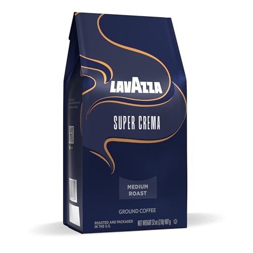 Image of Lavazza Super Crema Ground Coffee, Medium Roast, Arabica and Robusta Blend, 32 oz Bag (Pack of 6)