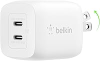 Vista 10 de Belkin Bloque de cargador USB C dual de 45 W, PD3.0 con GaN - Carga súper rápida - Samsung Galaxy S25, Apple iPhone 17, Air, Pro, Pro Max, iPad