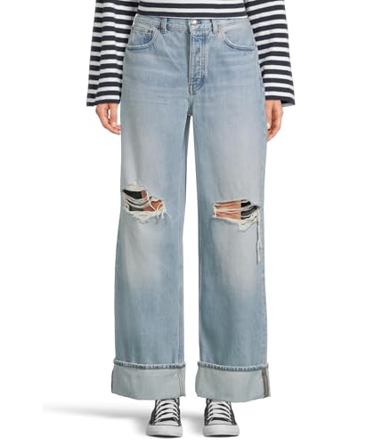 Madewell Women's Low Slung Baggy with Rips in Hallstead Wash