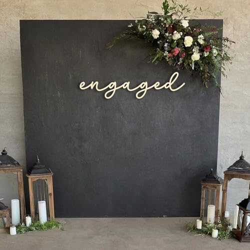 Wooden Engaged Sign for Backdrop, 17.7 * 4.33inch Engagement Party Decorations, Just Engaged Wooden Sign for Wall Hanging Decoration Bridal Shower Party Supplies Photo Booth Props