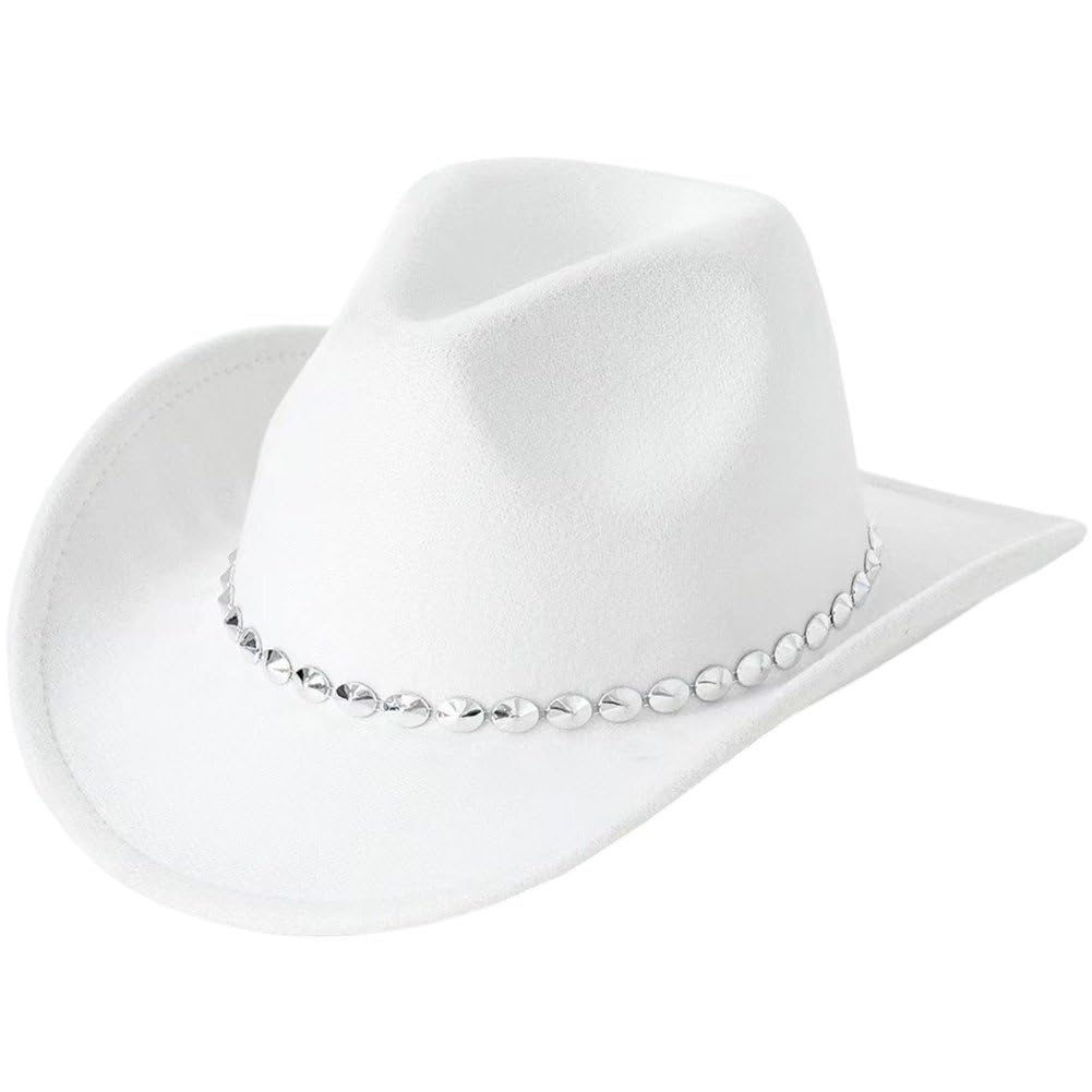 Sofezdo Adult Cowboy Hat Weatern Cowgirl Hat with Sparkly Embellished Wide Brim Sun Protection Derby Panama Hat for Travel Vacation