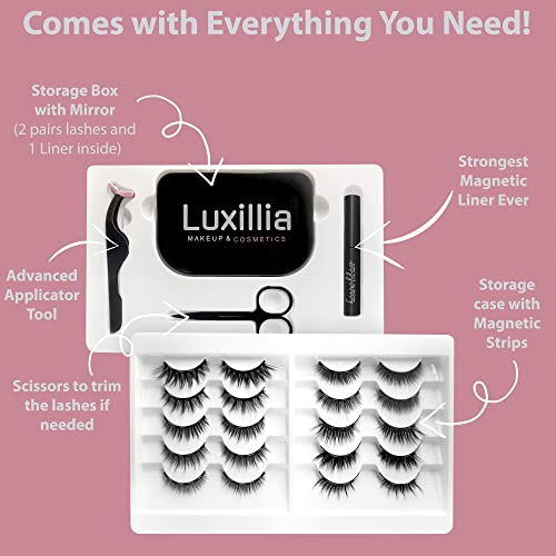 Luxillia-Magnetic-Eyelashes-with-Eyeliner-Most-Natural-Looking-Magnetic-Lashes-Kit-with-Applicator-Best-8D-3D-Look-Reusable-Fake-Eye-Lash-No-Glue-Strongest-Waterproof-Liquid-Liner