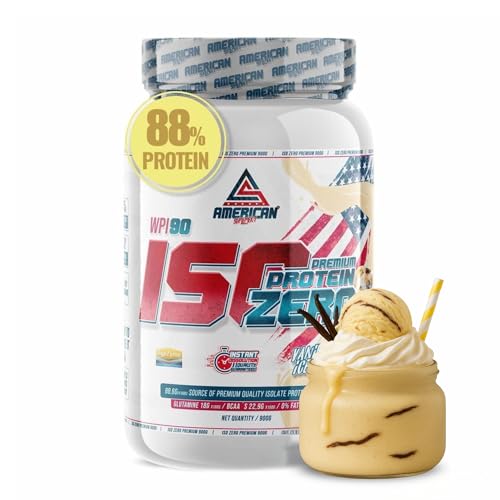 AS American Suplement | Premium Iso Zero | Protéine de lactosérum | Aide à augmenter votre masse musculaire | Faible en glucides | 0% Sucres (900 gr, Vanille)