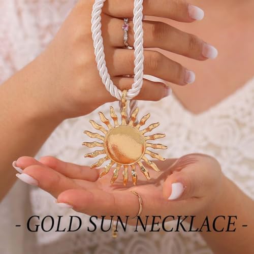 Tgirls Boho Gold Necklace for Women Big Starfish Pendant Necklaces Sun Choker Necklace Chunky Conch Shell Beach Necklace Statement Summer Jewelry3