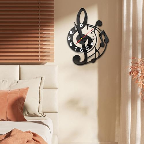 Horloge murale note de musique design moderne noir decoration interieure maison