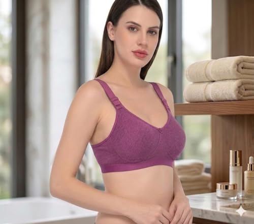 Image of Viral Girl Women's Wire-Free Cotton Hosiery Bra | Non-Padded, Full Coverage, Adjustable Straps | Soft Comfortable Innerwear with Hook & Eye Closure for Everyday Use