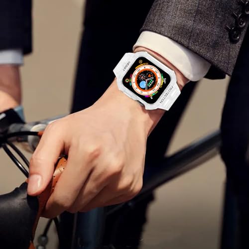 CRIS-BAND Bumper Bands Compatible with Apple Watch Band 45mm 44mm 42mm 41mm 40mm 38mm for Women Men, Water Shock-Proof Strap for iWatch Apple Watch Band with Case for Series 9 8 7 6 SE 5 4 3 2 1