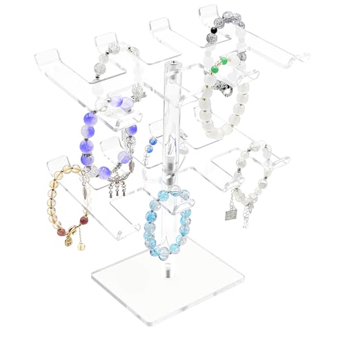 Bigfety Acrylic Bracelet Holder Stand 2 Tier, Holds Lots of Bracelets, Easy to Access, Great Gift for Women