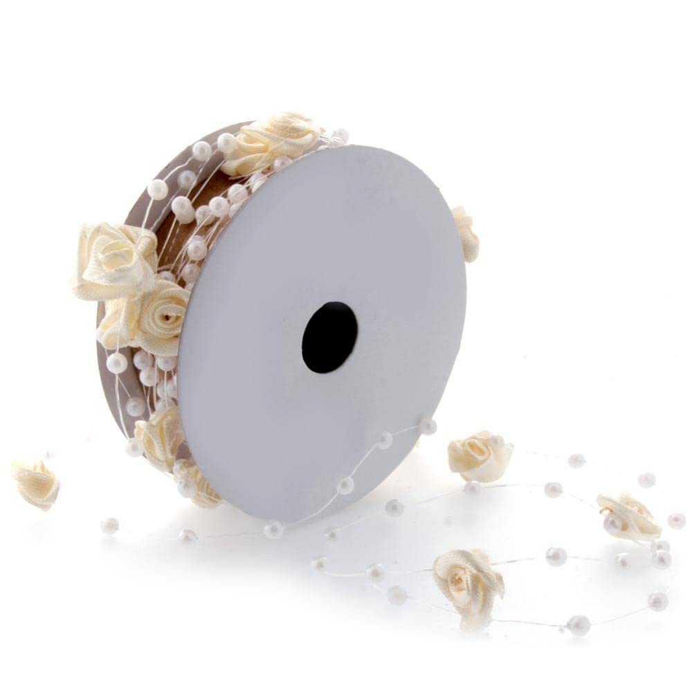 Corsage Creations - Pearl Rose Garland - Cream (1.3cm Roses on a 5m Roll)