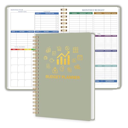 Budget Planner - Monthly Financial Planner Organizer with Expense Budget Book/Expense Tracker Notebook/Accounting Book to Manage Your Money Effectively, Start Anytime, A5(5.8' * 8.2') Green