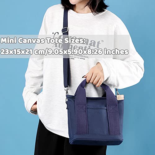 MINGRI Canvas Tote Bag for Women,Small Totes Bags with Zipper Crossbody Purse with Pockets Large Shoulder Handbag,2 Sizes3
