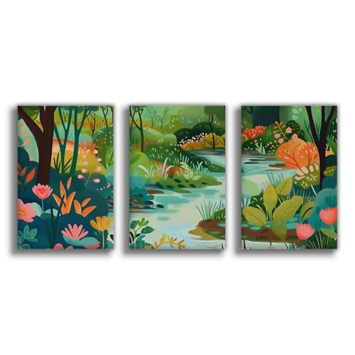 Impression sur toile de rivière couleurs vives UTGN cadre 50 x 75 cm