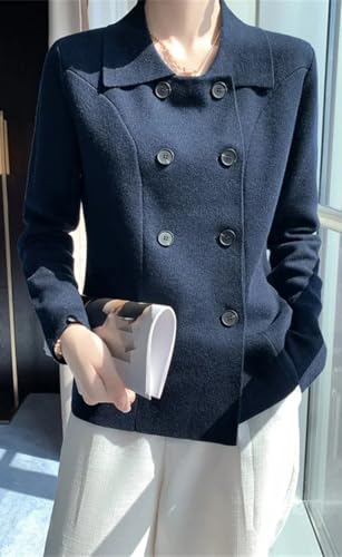 Women Merino Wool Double Breasted Suit Jacket Thick Knit Winter Warm Sweater Cardigan Coat4