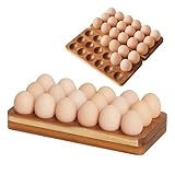Faltbarer Eierhalter aus Holz, Akazien-Eierkorb zum Sammeln von frischen Eiern, rustikale Kücheneiaufbewahrung für Kühlschrank, stapelbar für 36 Eier