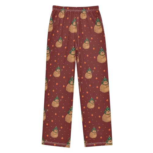 Christmas Pajama Pants Capybara Christmas Pattern Long Sleep Pants Lounge Bottoms