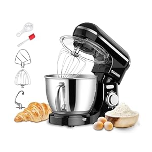 Kitchen Stand Mixer, 6.5 Qt Mixing Bowl, 660W 6+P Speeds Tilt-Head Food Mixers,Kitchen Electric Stand Mixer with Dough Hook, Wire Whip, Beater((Black)