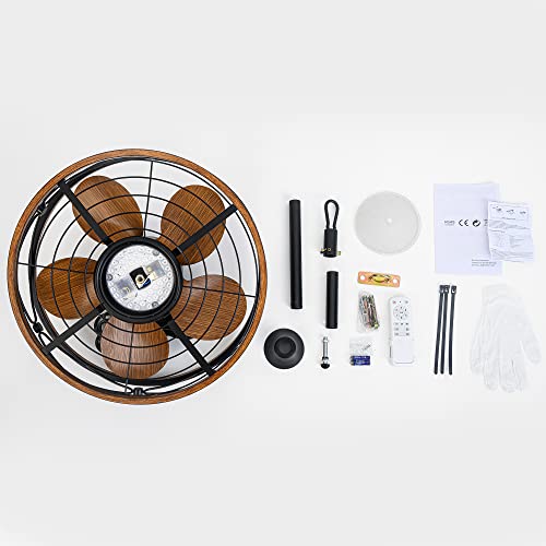 Tiferor Outdoor Wet Rated Ceiling Fans With Lights And Remote Control - 20 In Plug In Waterproof Ceiling Fan, Portable Caged Ceiling Fan With 3 Color Led Light, Hanging For Gazebo Patio #TOP6