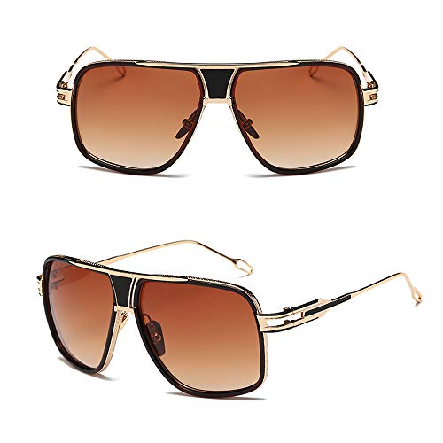 Image of Aviator Sunglasses for Men Retro Fashion Gold Oversized 70s shades