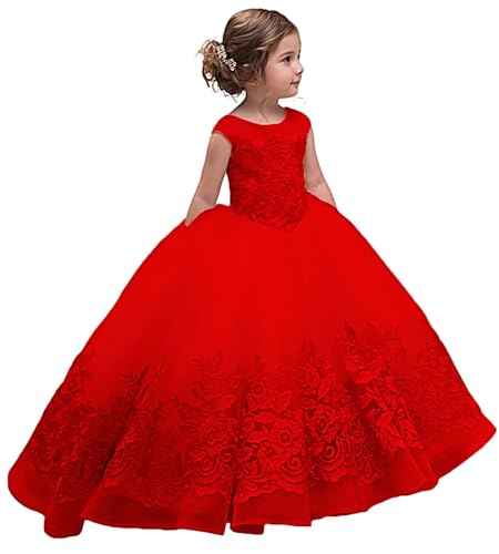 Flower Girl Dress Ball Gown Lace Up First Communion Gress Girl Lace Dresses