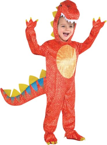 Amscan - 844661-55 - Costume de dinosaure en dinomite - 4-6 ans, Orange, Multicore