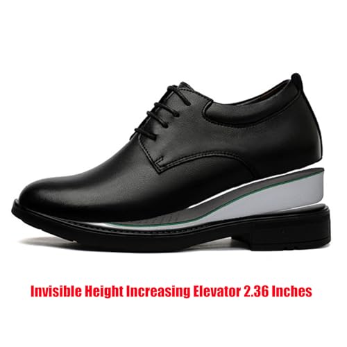 Men's Leather Invisible Height Increasing Elevator Dress Shoes Fashion Classic Cap Toe Low Top Oxfords Shoes Casual Business Formal Derby Shoes - 2.36 Inches Taller3