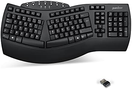 Nulea Clavier ergonomique, clavier fractionné filaire avec support de poignet et paume rembourré, avec deux ports USB, clavier de frappe naturel pour canal carpien, compatible avec Windows Mac