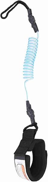 Guinzaglio per tavola da surf, 1,5 m, a spirale, con cavo in poliuretano super resistente da 5 mm, polsino regolabile alla caviglia per bodyboard, tavola da surf, paddleboard (nero) - 3