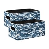 YETTASBIN Blue Camo Felt Storage Baskets with Handle, Collapsible Open Storage Bin Drawers Storage Box for Shelf Closet Office Bedroom Nursery...