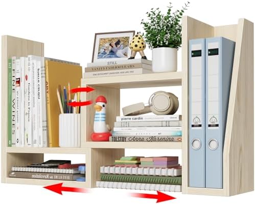 Desktop File Organizer Desk Organizer Shelf - Wooden Office Organization Shelves