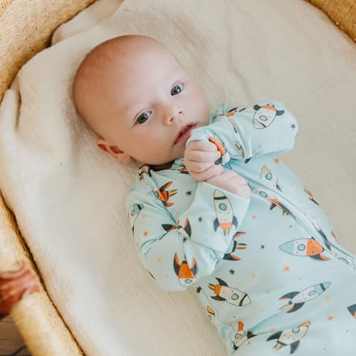 Image of Copper Pearl Zip-Up Footie Baby Pajamas - Soft Newborn Onesies for Boys & Girls, Tag-Free with Two-Way Zipper Baby Sleepers for Newborn - 24 Months, Rocketeer