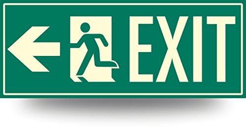 Feuerausgangsschild"Running Man" (linker Pfeil), nachleuchtend, 38,1 x 15,2 cm Cover