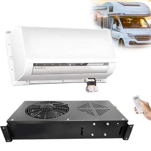 Aire Acondicionado Mini Split 12V/24V – 9800 BTU Unidad AC Oculta para Estacionamiento, para RV, Camión, Tractor, Camper, Cabina Dormitorio – Refrigeración Silenciosa 1000W para Semirremolque, Pickup