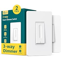 TREATLIFE 3 Way Smart Dimmer Switch 2 Pack, 2 Master 3 Way Dimmable Light Switches, 2.4GHz WiFi Smart Switch Compatible with Alexa and Google Home, Neutral Wire Needed, No Hub Required