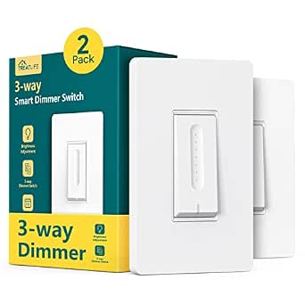 Treatlife 3-Way Smart Dimmer Switch 2 Pack, WiFi Compatible with Alexa and Google Home